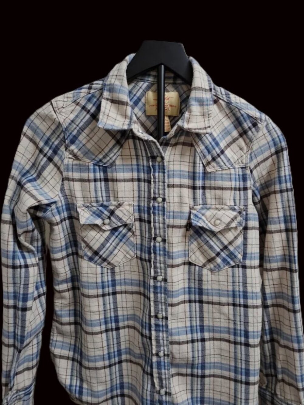 Levi's flannel western fitted snap button top size med